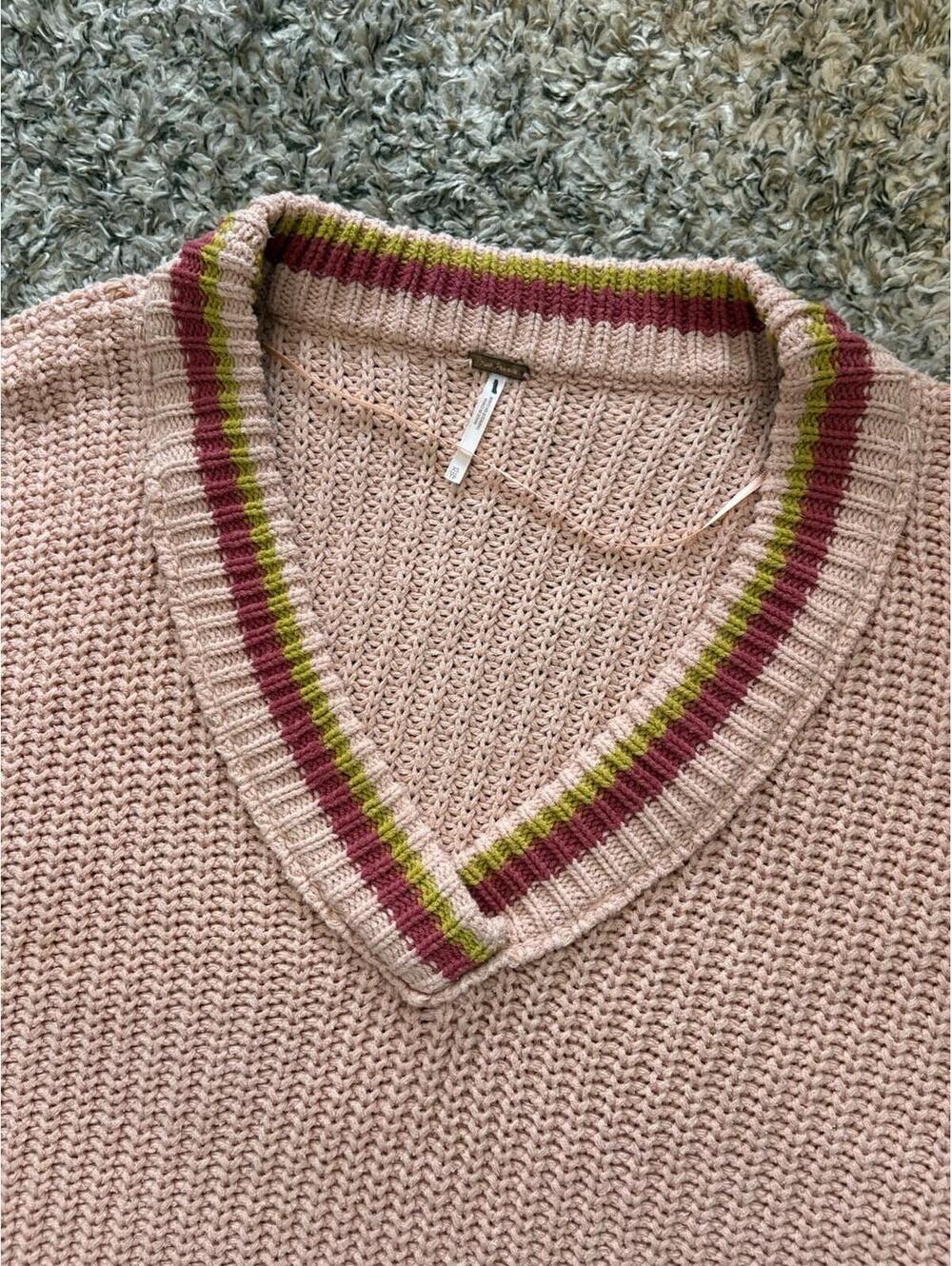 Free People Clyde Oversized Slouchy Sweater Vest Knit Coral Pink Women's Size XS - Picture 6 of 11